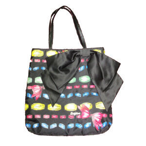 Brighton Take a Beau Tote Shoulder Purse Bag with Large Black Bow Christmas